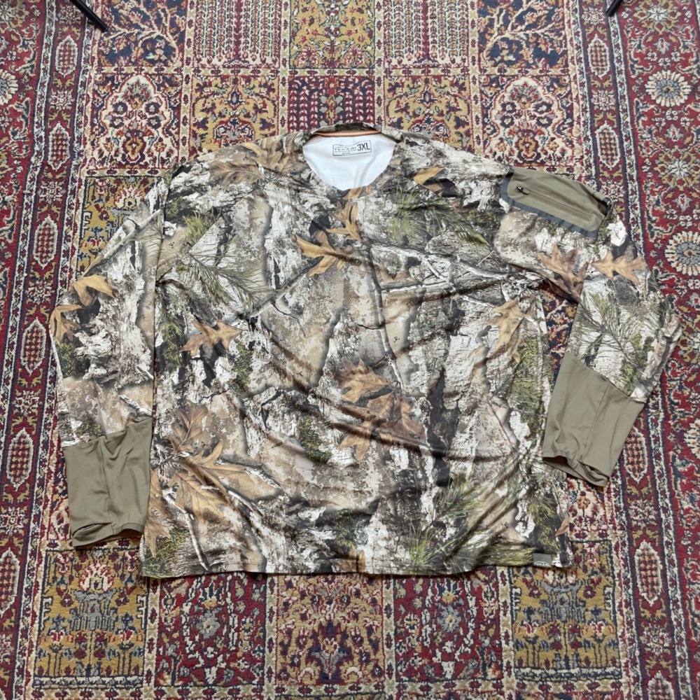 Tekari Men's 3XL Camouflage Long Sleeve Thermal Hunting Shirt with Zipper Pocket